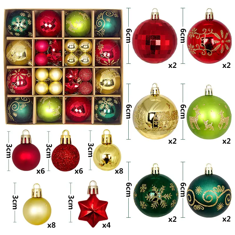 wholesale factory price Christmas luxury plastic ball Xmas baubles in set decorations supplier christmas ball   tree ornaments