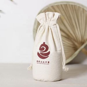 Bolsa de algodón de lujo personalizada con cordón y asa de cuerda para embalaje de ropa - Product Image 3