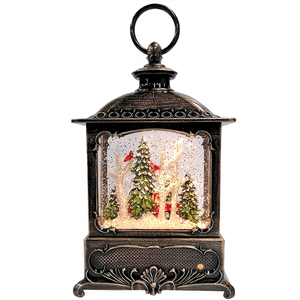Produits 2020, décoration de Noël et de la maison, lanterne globe, scène de sapin de Noël, lumière LED scintillante, globe à neige rouge avec oiseau - Product Image 4