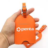 Étiquette de bagage personnalisable en similicuir PU orange avec fenêtre, impression de logo sur mesure