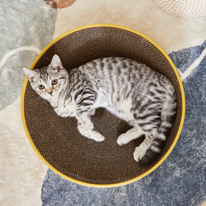 Multifunzionale cartone <span class=keywords><strong>Pet</strong></span> letto per gatto zampa di macinazione gioco resto rotondo cartone ondulato gatto gratta - Product Image 2