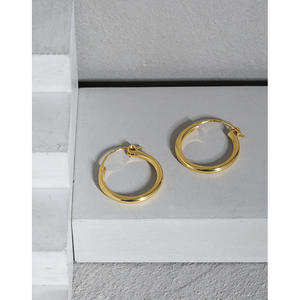 WMYH3004 18K สีเหลืองทองขัดรอบ2.0มิลลิเมตรห่วงต่างหูหลอด925เงินสเตอร์ลิง - Product Image 2