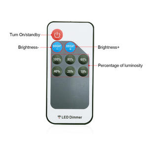 Đôi dòng <span class=keywords><strong>LED</strong></span> không dây 9 key RF điều khiển từ xa mô-đun Dải Dimmer 12A màu duy nhất điều khiển độ sáng - Product Image 5