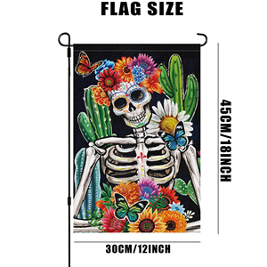 Bandera de Jardín del Día de los Muertos en México, 12x18 Pulgadas, Bajo Precio al por Mayor, Banderas de Jardín para Decoración Exterior - Product Image 4