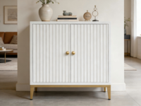 Armoire de rangement en bois blanc élégante et moderne avec 2 portes à plis pour salon, entrée, salle à manger, chambre, villas, hôtel, appartement