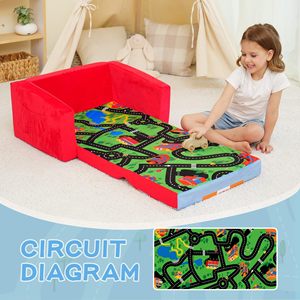 Giving Tree <b>Kids</b> Fire Truck <b>Sofa</b> Bed Foldable With Road Map Play Mat For Children Age 3 And Above - Product Image 4