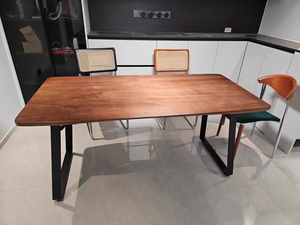 Set Tavolo da Pranzo Vintage Nordico in <span class=keywords><strong>Legno</strong></span> <span class=keywords><strong>Massello</strong></span> di Pino Naturale con Design Rettangolare Minimalista <span class=keywords><strong>per</strong></span> Casa, Appartamento e Ristorante - Product Image 4