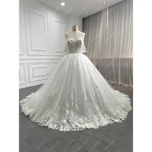 Meninas personalizadas Plus Size Sweetheart Sexy Corset Princess Ball Gown Alta Qualidade Romântico Glitter Tulle Sequin Casual Wedding Dress