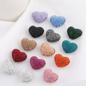 Kunsi cổ điển mặc bút màu rắn đầy đủ trái tim mềm đất sét bóng thẳng lỗ hạt DIY điện thoại di động chuỗi chìa khóa - Product Image 3