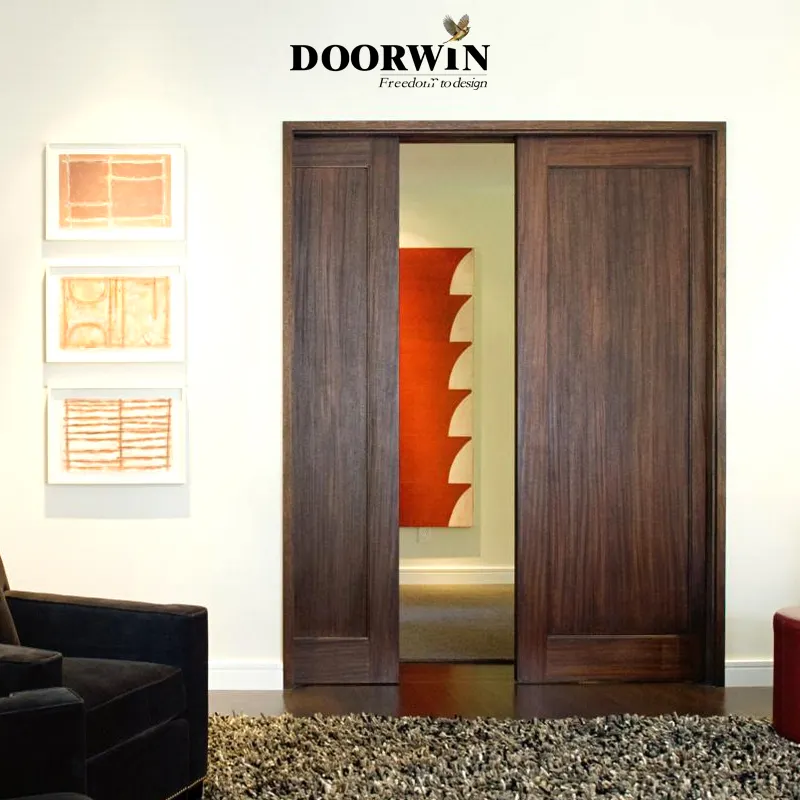Simple design invisible pocket hidden wooden door sliding door for bedroom
