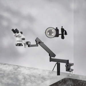 Microscopio Estéreo Trinocular con Cámara 720P HD, Lupa de Inspección con Soporte de Abrazadera y Anillo de Luz para Reparación Móvil - Product Image 3