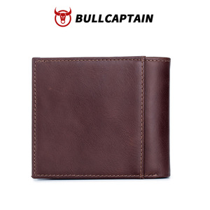 BULLCAPTAIN Factory Custom Men Genuine Leather <b>Wallet</b> OEM Card <b>Holder</b> Short <b>Wallet</b> Vintage Men Purse with Coin Zipper - Product Image 6