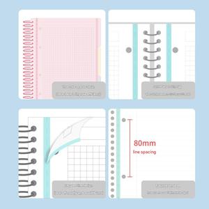 Cuaderno al por mayor A5 cuadernos horizontales de rejilla de bobina grande para estudiantes 120 hojas de Bloc de notas colorido PP cuaderno espiral desgarrable - Product Image 6