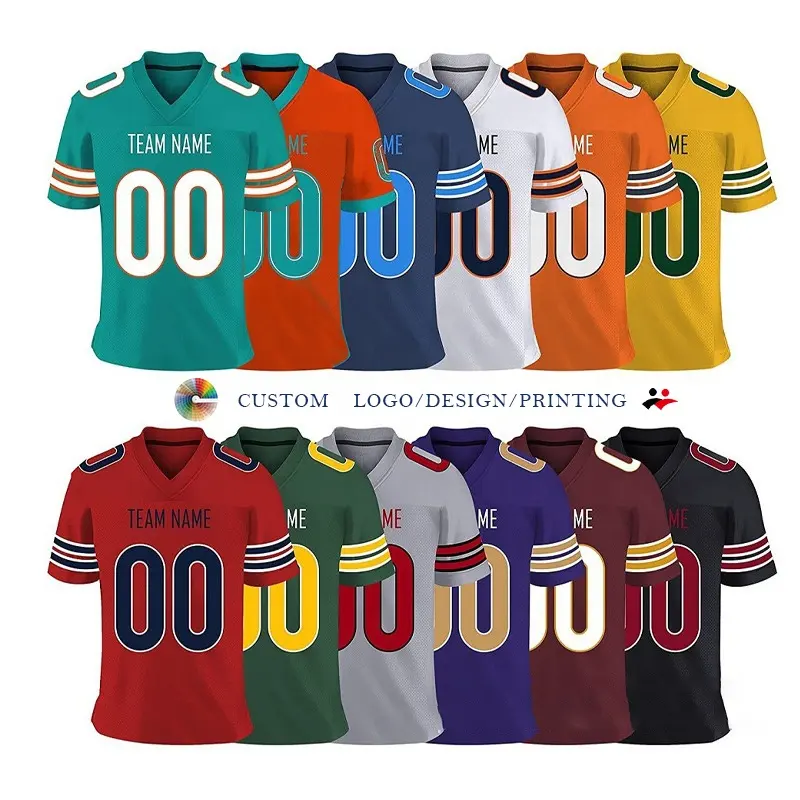 Grosir Jersey sepak bola sublimasi pakaian sepak bola Amerika kaus tim kerajinan bordir pria Jersey sepak bola Amerika