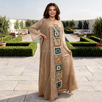 Abaya pour femmes du Moyen-Orient, prête à être expédiée en 2026, broderie de sequins, polyester, hiver, été, automne