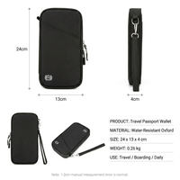 Organisateur de voyage portable avec sécurité RFID, multi-poches, étui à passeport en tissu Oxford imperméable pour les voyages internationaux en famille