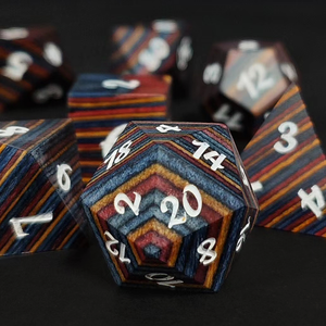 Jeu de dés polyédriques de ligne de grille en bois naturel arc-en-ciel de haute qualité pour donjons <span class=keywords><strong>et</strong></span> dragons jeux RPG Option d'usine personnalisée - Product Image 4