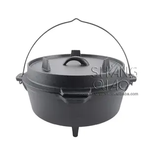 Pre-Seasoned 6QT/9QT Camp Dutch Oven With All-Round Cast Iron Casserole Pot And Dual Function Lid Skillet