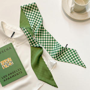 Yeni sıcak satış moda küçük taze yeşil saç kravat ipek eşarp küçük uzun kadın ince saten eşarp flama çantası dekorasyon - Product Image 5