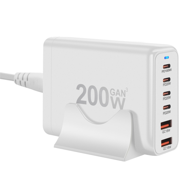 Factory UGREE 200W GaN Fast Charger 6-Port USB/C PD 100W Multiport Desktop Charger for Laptop Multi Phone Charging Station