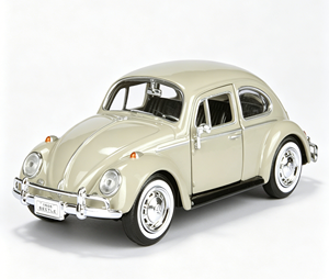 Modellino Auto Classica Retrò Europea in Scala 1:24, Compatta in Lega Pressofusa, Beige, Simulazione Vintage per Città - Product Image 1