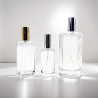 Flacon de parfum vide de luxe en gros pour fabricants, atomiseur pulvérisateur transparent rectangulaire ou rond, 25ml 50ml 100ml