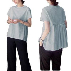 Camiseta de Verano para Mujer al por Mayor, Nueva Moda, Cuello Holgado, Casual, Versátil, Ecológica, de Lona Sólida No Tejida - Product Image 4