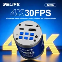 Cámara de Microscopio RELIFE MC4 4K HD, 8MP, Sensor CMOS de 1/2.7 Pulgadas, Salida Dual HDMI Tipo-C para Reparación de PCB de Teléfonos, Inspección de Placas Base