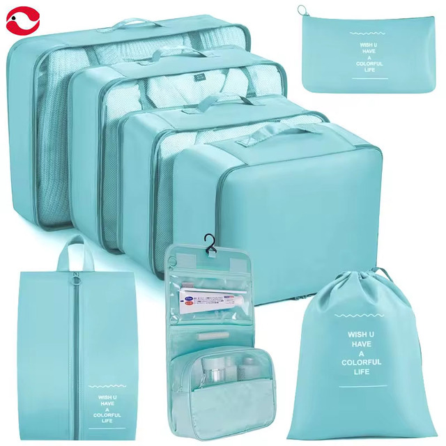 High Quality 8-Pcs Expandable Polyester Travel Storage Bags Waterproof and Space-Saving for Convenient Clothes Organization