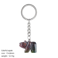 Porte-clés Ours Polaire Sculpté en 3D en Agate Naturelle, Accessoire Créatif pour Sac, Pendentif Ours