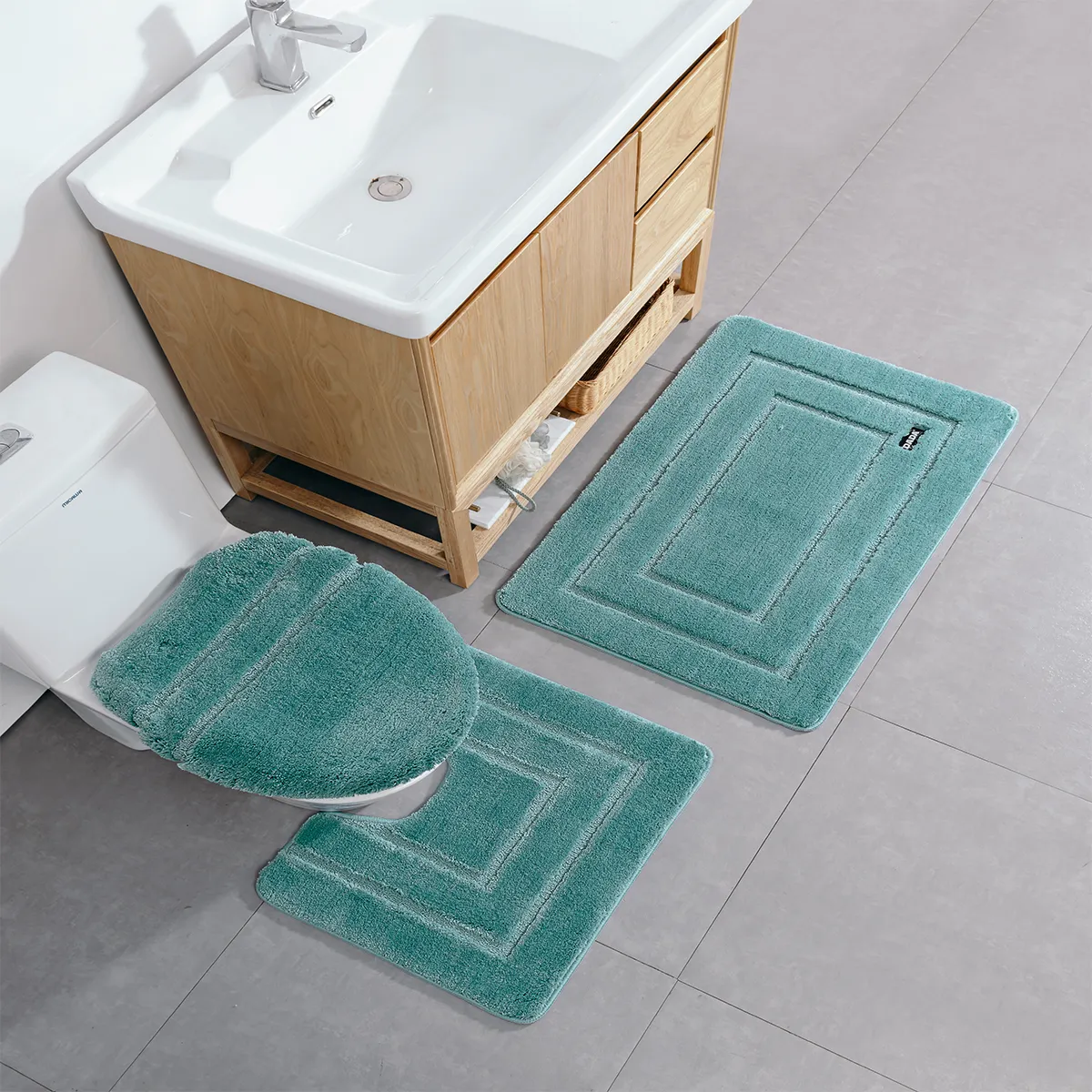 Juego de 3 piezas DADA, alfombrillas de baño absorbentes, Juego de 3 piezas, peluda alfombrilla de baño rectangular antideslizante