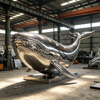 Sculpture de dauphin et de baleine en acier inoxydable miroir, statue d'extérieur pour parc, bord de mer, piscine, complexe hôtelier, aménagement paysager, service OEM ODM d'usine