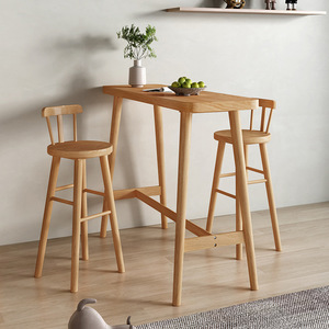 Mesa de Bar de madera maciza, partición creativa para sala de estar, mesa alta nórdica pequeña plana contra la pared, barra de mesa larga - Product Image 3