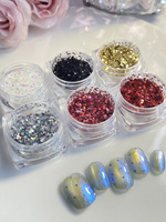 TSZS Nouvelle Décoration d'Ongles 3D Laser en Formes Mixtes Macaron Couleurs Adorables Cœur Étoile Paillettes Scintillantes pour DIY Ongles