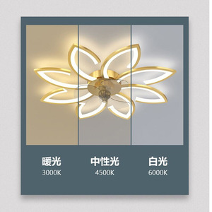 Lámpara de ventilador de techo de pétalos de iluminación decorativa recomendada de fábrica, luz Led con ventilador, sala de estar moderna para el hogar, <span class=keywords><strong>Control</strong></span> remoto 80 - Product Image 3