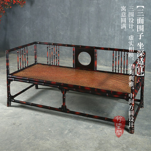 Bamboo Luohan Bed Sofa Bed Convertible Chinese Style Bamboo Weaving Frame For Living Room Bedroom - Product Image 2