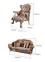 OE-FASHION Baroque En Bois Sculpté Or Soie Canapé, Canapé En Tissu De Luxe, style Arabe Doré Canapé ensemble