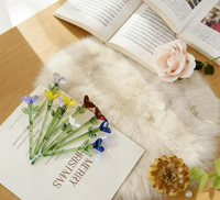 Bouquet de fleurs de naissance personnalisé en verre soufflé à la main, fleur de printemps, cadeau pour maman, cadeaux créatifs en verre, décoration d'intérieur