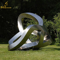 Cube abstrait d'intérieur moderne, sculpture en acier inoxydable base corten D & Z