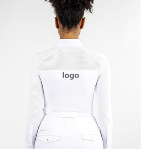 4-Way Stretchy <strong>Horse</strong> <strong>Riding</strong> <strong>Tops</strong> Sport Show T-shirt Mesh Equestrian Competition Shirt Breathable Quick Dry Base Layers Woman - Product Image 1