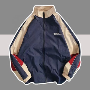 Куртка в стиле хип-хоп для мужчин и женщин, ветровка контрастных цветов в стиле пэчворк, Модная тонкая Свободная куртка для колледжа, весна-осень - Product Image 1