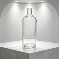 Bouteilles de verre personnalisées de 1000 ml, 620 g, avec décalcomanie mate de luxe, vides, pour spiritueux, vin, brandy, avec couvercle en verre