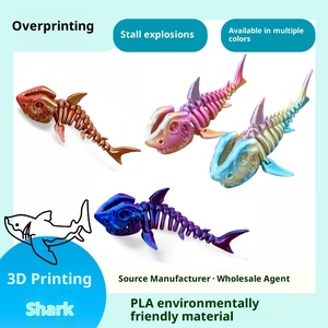Squelette de requin en plastique imprimé en 3D, corps entier articulé, animal marin, ornements créatifs, modèle de jouet de poisson - Product Image 5