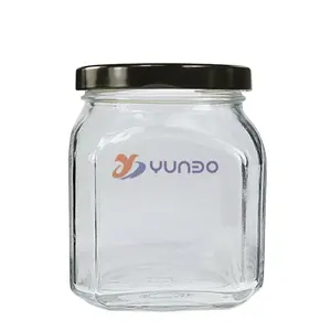 380ml Quadro Firenze EW 투명 유리 항아리 & 70mm 블랙 트위스트 오프 뚜껑