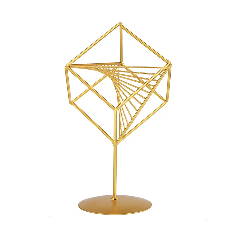 Simple modern light luxury geometric cube metal ornaments home living room wine cabinet porch TV cabinet decoration furnishings