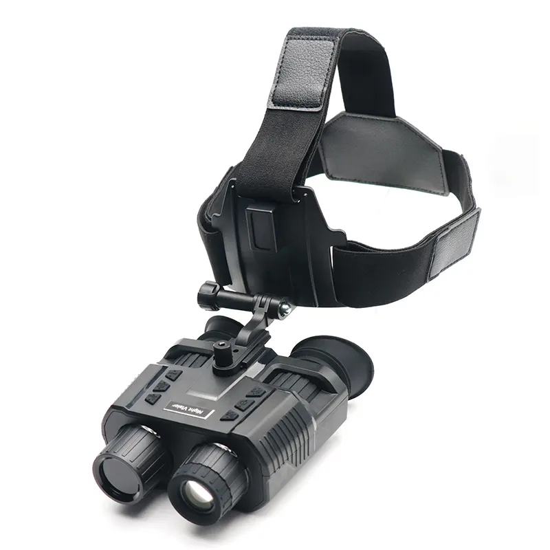 HD Helmet Night Vision Binoculars Goggles with Naked-eye 3D Display Dual Screen 4 Color Image for 200m View Range in Darkness