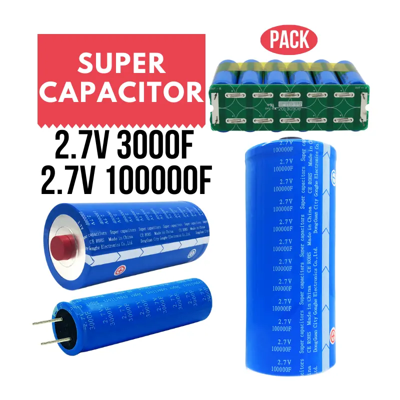 Kapasitor Super Graphene Teknologi Baru Baterai Ultracapacitor 2.7V 3000f 100000f dengan RoHS/CE/ISO9000