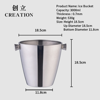 Seau à glace en acier inoxydable avec doubles poignées, seau à vin pour bar, fête, champagne, bière, refroidissement
