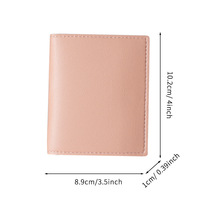 Pochette de rangement portable en cuir PU lisse de couleur unie bleu rose, format de poche, pour usage quotidien, mignonne, pour femmes