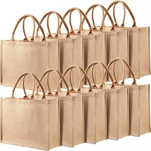 حقيبة تسوق شاطئية صديقة للبيئة بسيطة مطبوع عليها شعار بحجم مخصص حقيبة توتي من الخيش قابلة للطي الأعلى مبيعا
